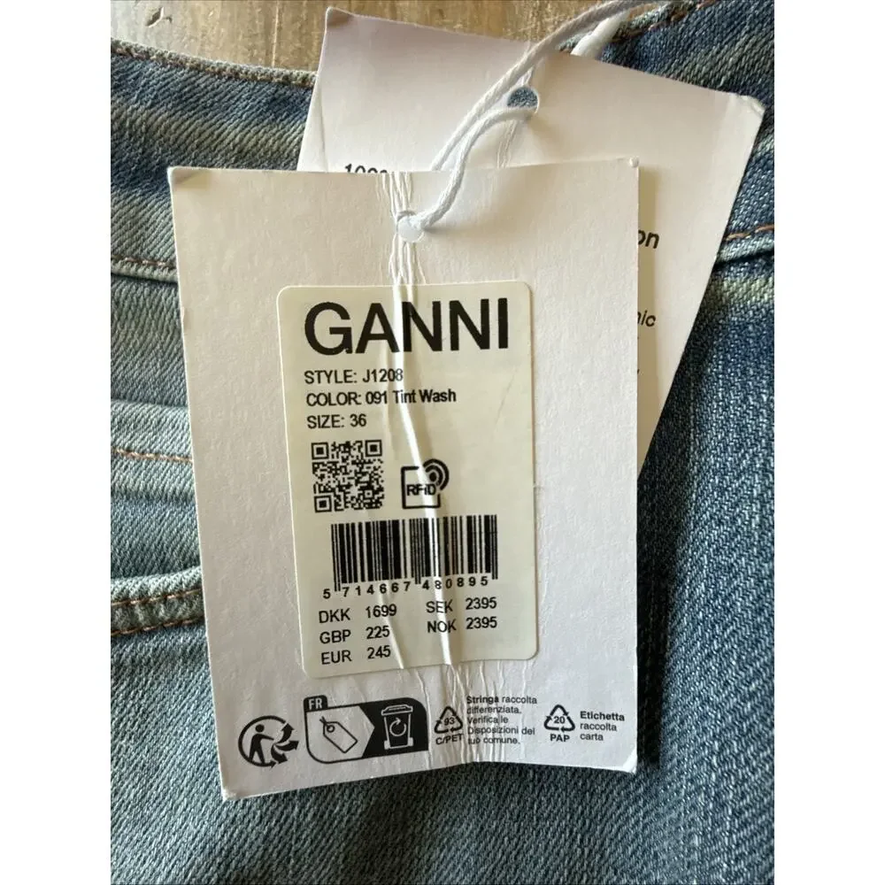 GANNI Tint Edge Faded Wash Organic Denim Maxi Skirt – EU 36 / US 4 NWT